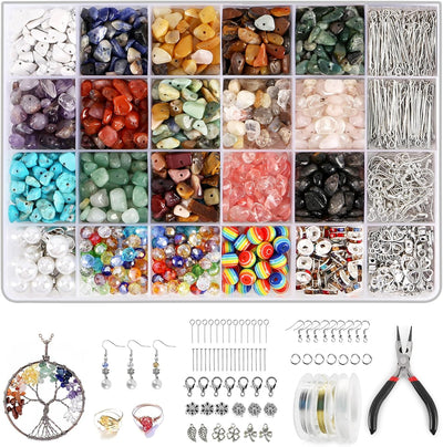 Kit joyería 1200 cuentas cristal alicates ganchos cierre alambre