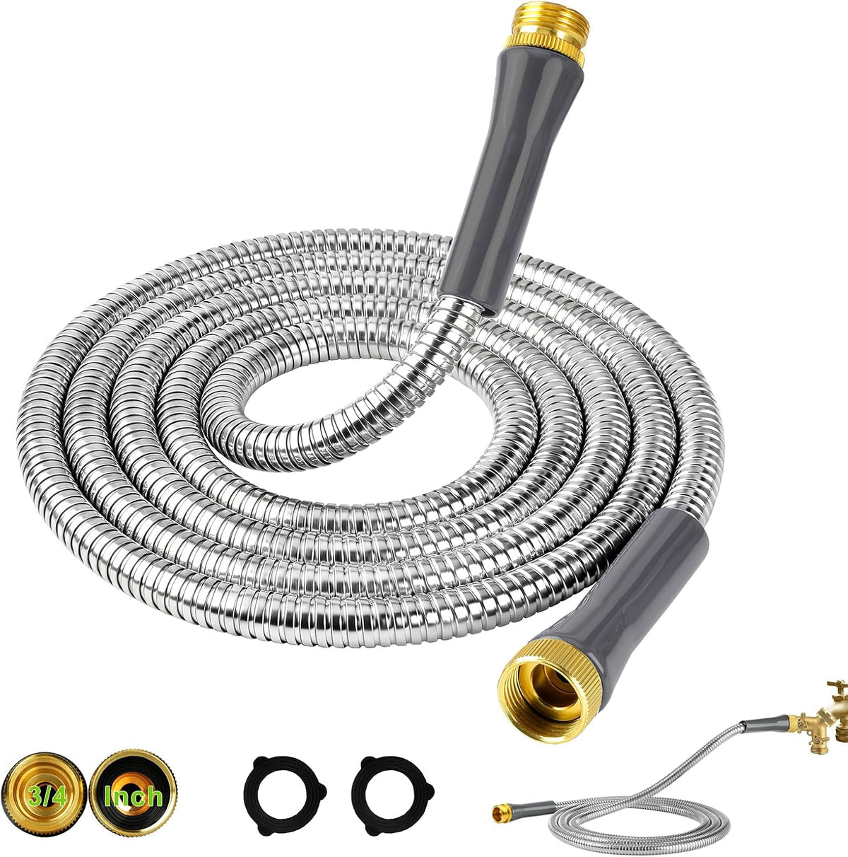 Manguera jardín acero inox 10ft flexible hembra a macho