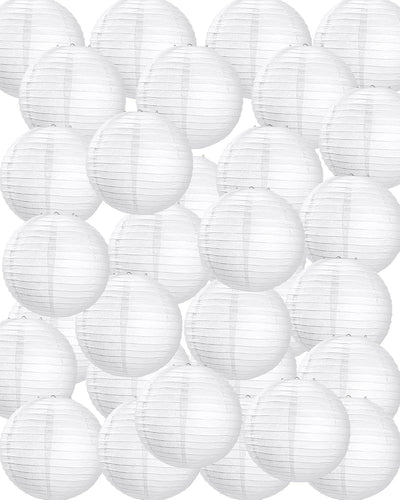 30 Linternas papel blanco redondas decorativas 6pulg