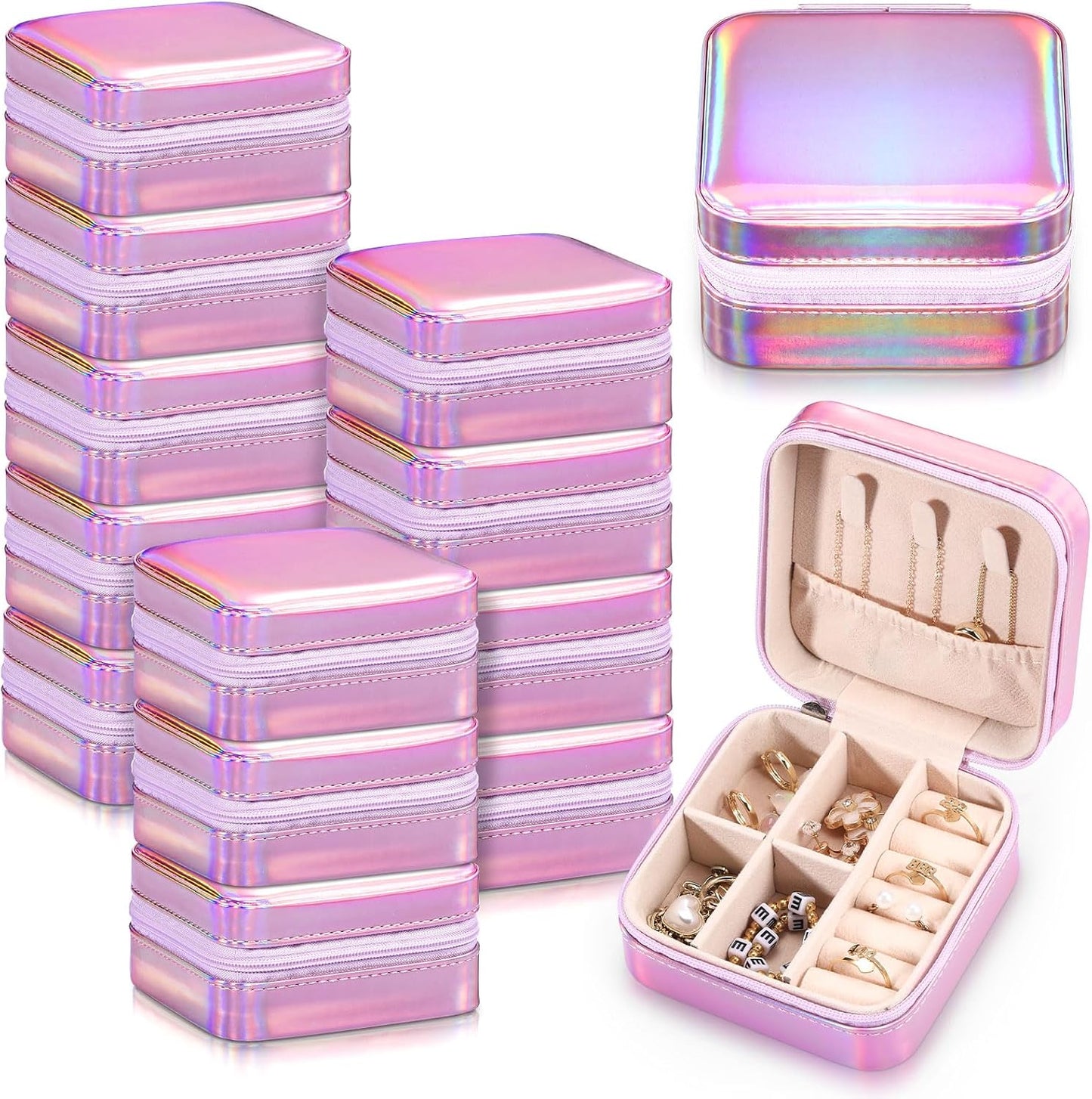 12 Pzas Estuche Joyas Viaje Cuero PU Organiz. Aretes