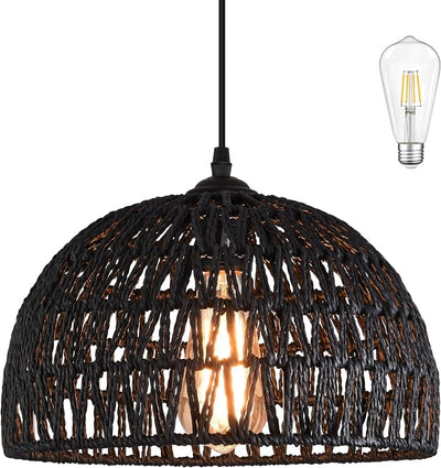 Lámpara colgante ratán estilo bohemio para comedor
