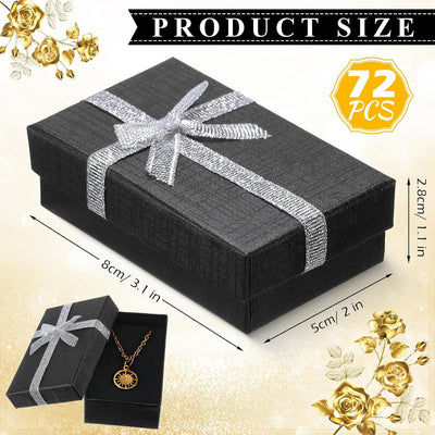 72 Cajas Regalo Joyería Vacías 2x3.1x1.1pulg Negro