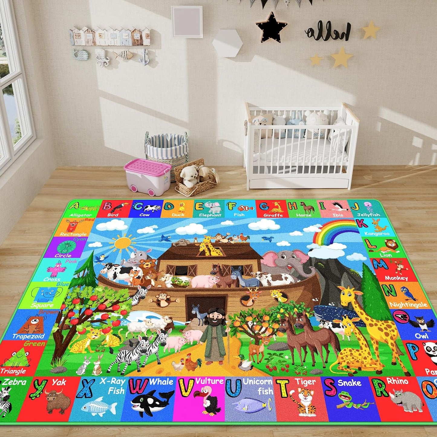 Alfombra infantil sala set 59x39" animales arca Noé