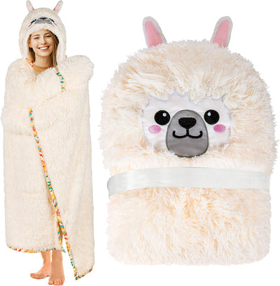 Manta con capucha alpaca peluda forro polar acogedor