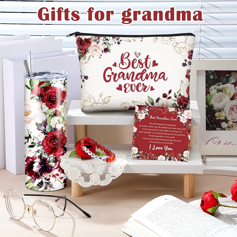 Juego regalo abuela pulsera bolsa maquillaje rojo