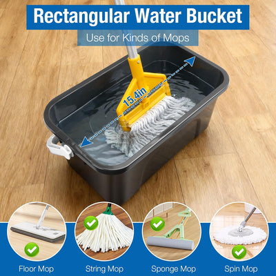 Cubo limpieza 3gal con asa 4 cubos plástico cuadrados azul gris