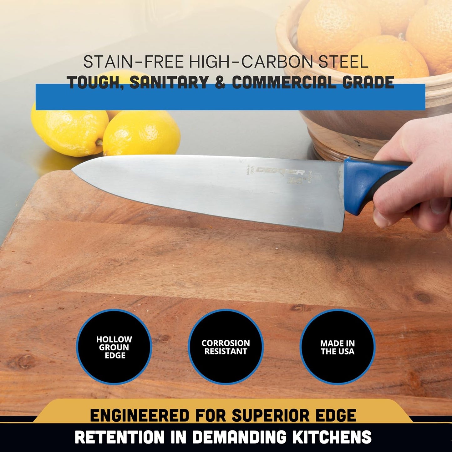 Cuchillo cocina 8pulg mango azul