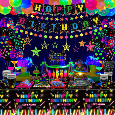 Juego 241 pzas globos fiesta neón estrella