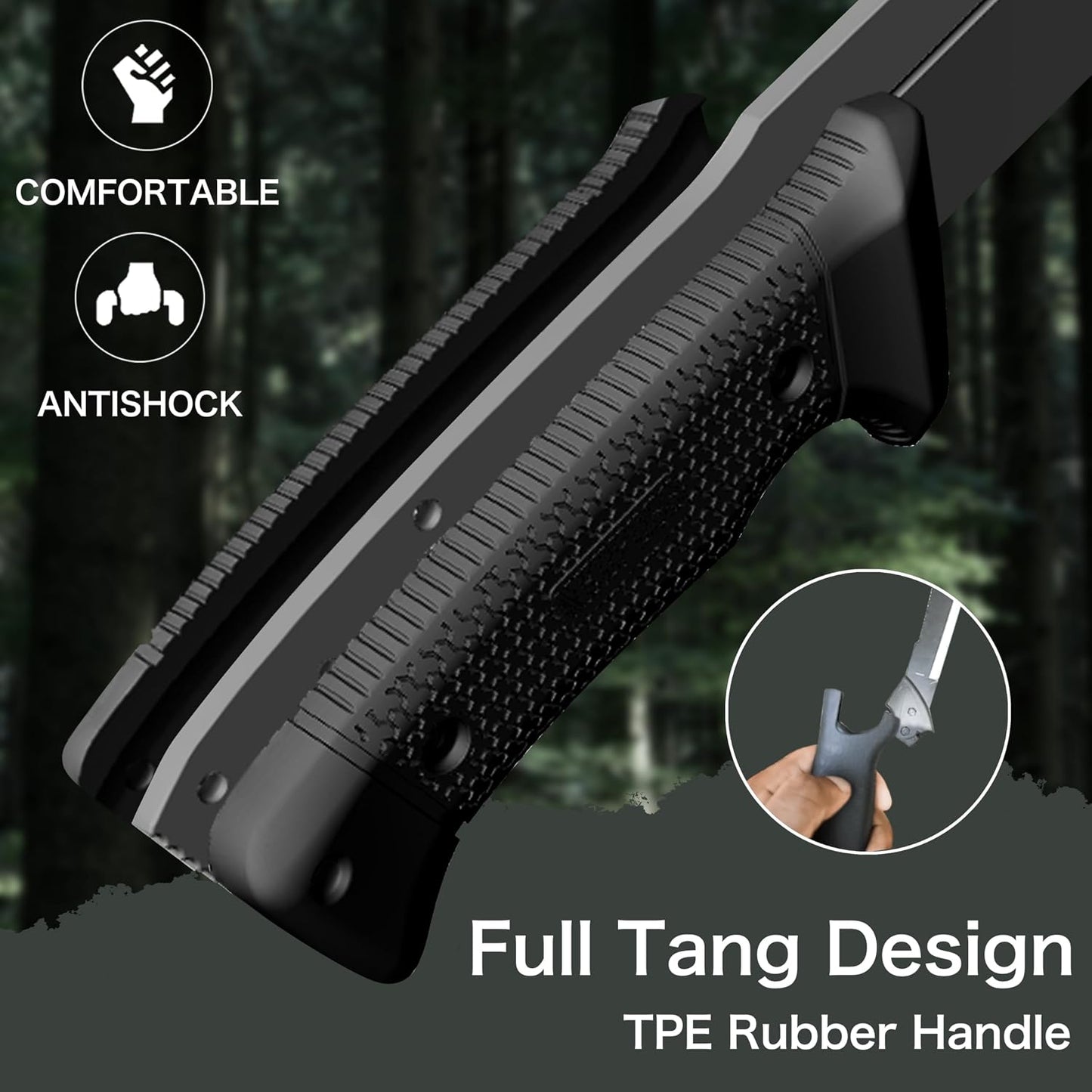 Hacha supervivencia D2 acero 0.22pulg mango TPE