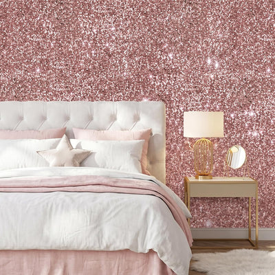 Papel tapiz rosa purpurina 15.7x354pulg autoadhesivo para niñas