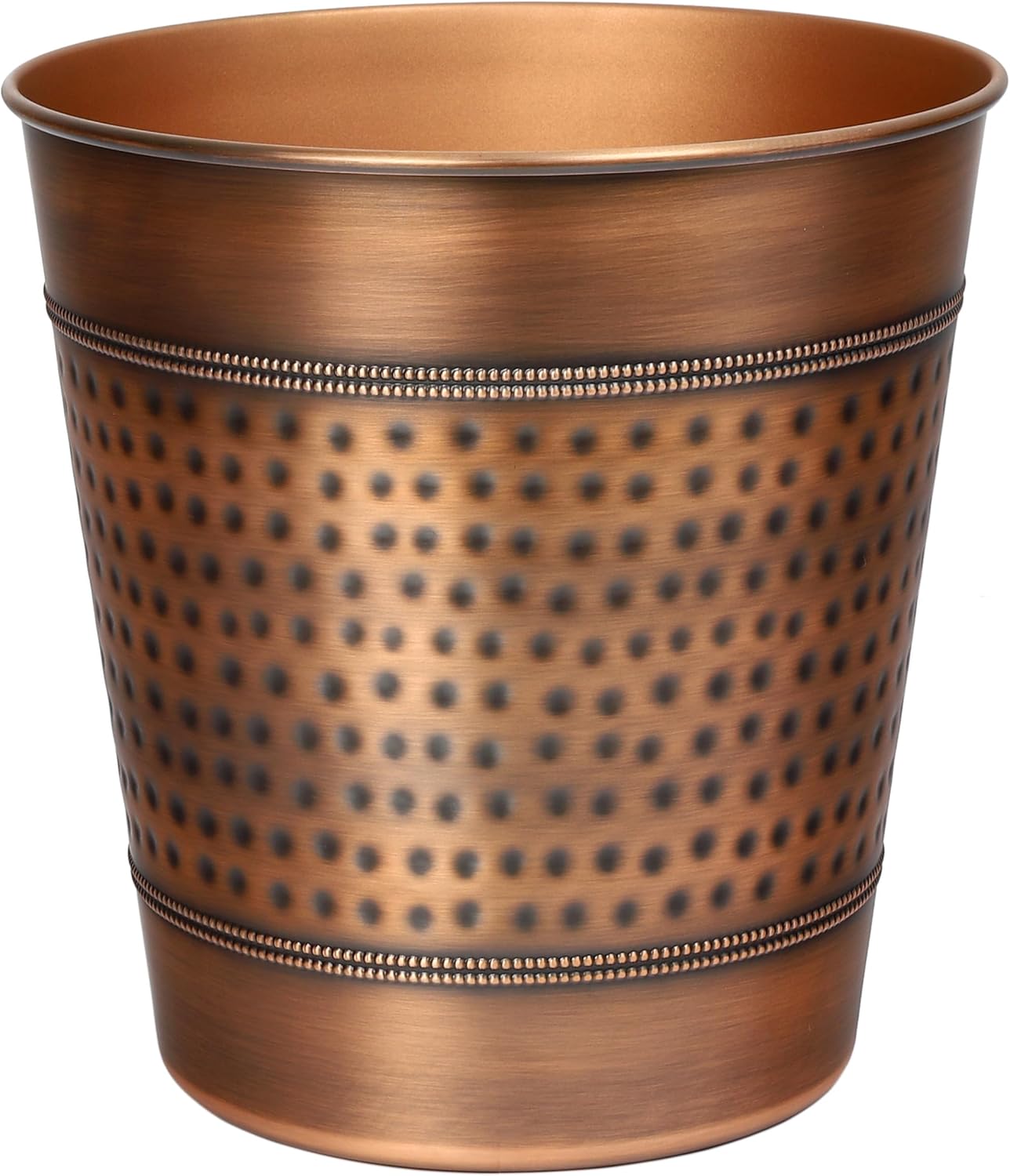 Contenedor acero martillado 2gal 10" cobre antiguo sin tapa
