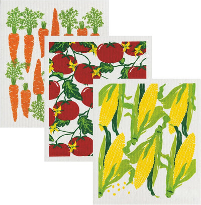 Juego paños cocina reutilizables absorbentes maíz zanahoria