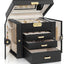 Caja joyas 4 niveles cuero con cajones y cerradura