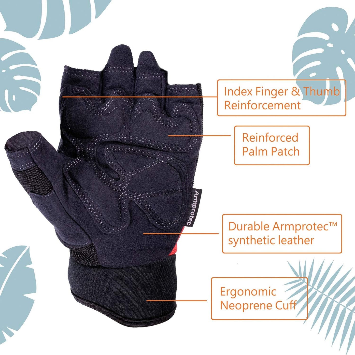 Guantes cuero sintético antideslizante para gimnasio