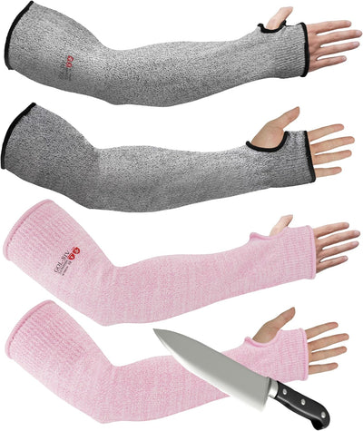Protectores brazo manga granjero 17.7pulg 2 pares gris y rosa