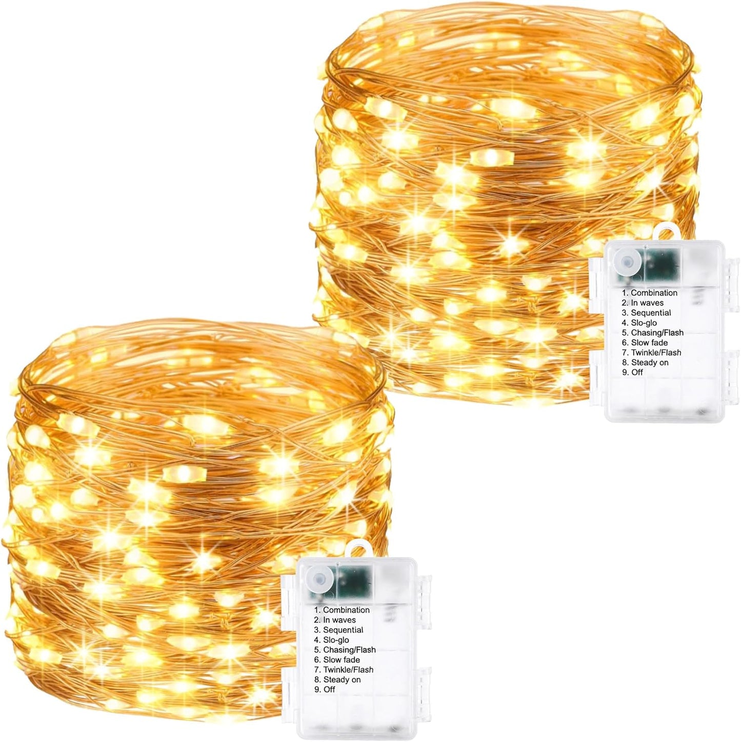 2 Luces Hadas LED 50 Unidades 16.4pies Impermeables 8 Modos