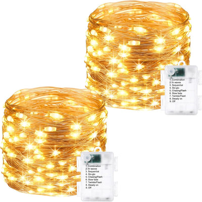2 Luces Hadas LED 50 Unidades 16.4pies Impermeables 8 Modos