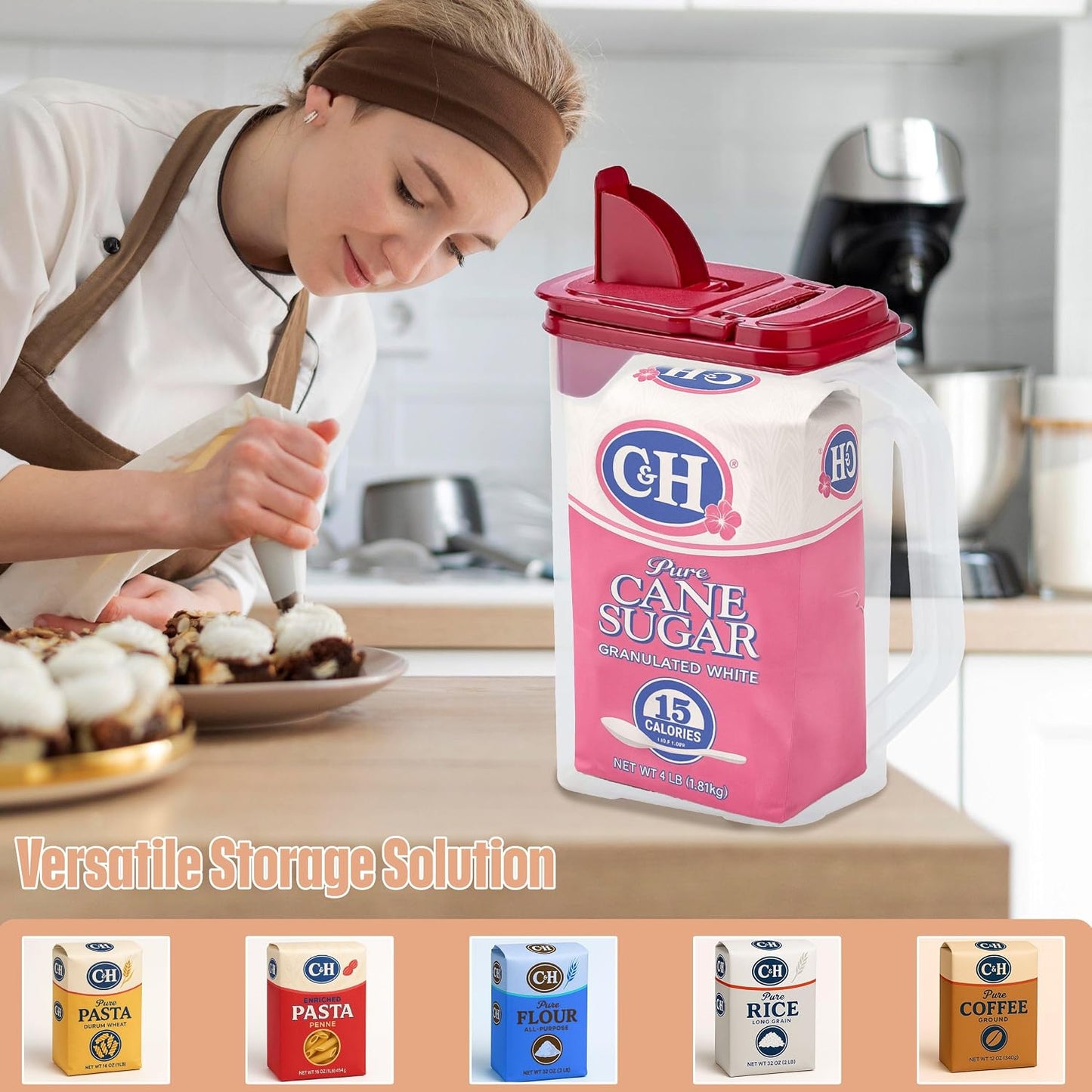 Contenedor 4qt cocina multiusos para harina y azúcar