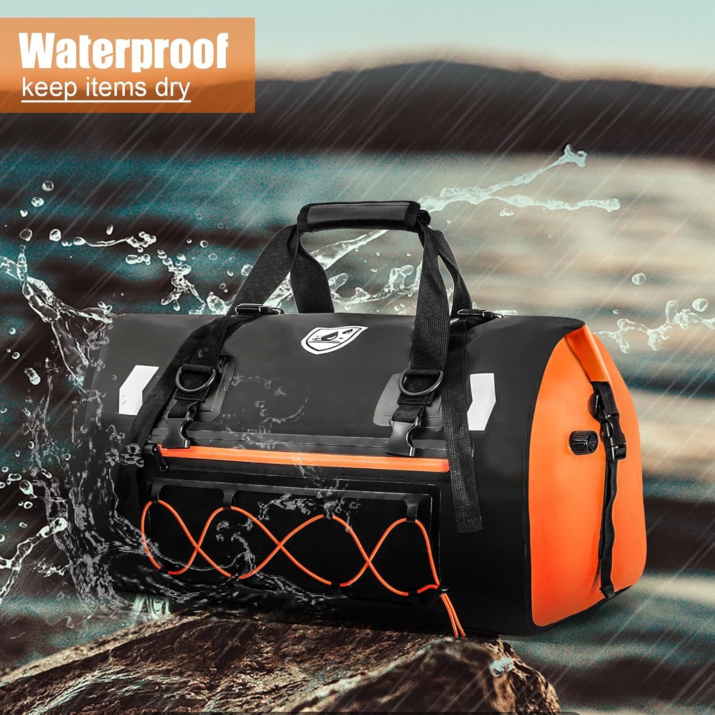 Bolsa lona 50L para motocicleta con bolsillo casco