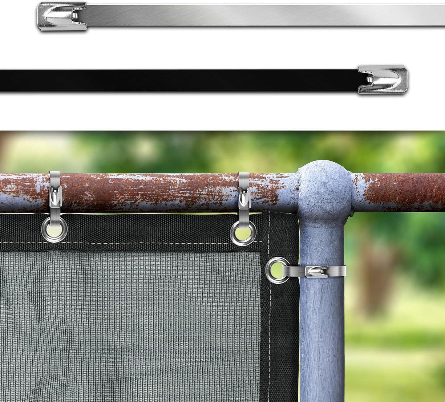 400 Bridas Acero Inox 304 Cremallera 11.8pulg Negro