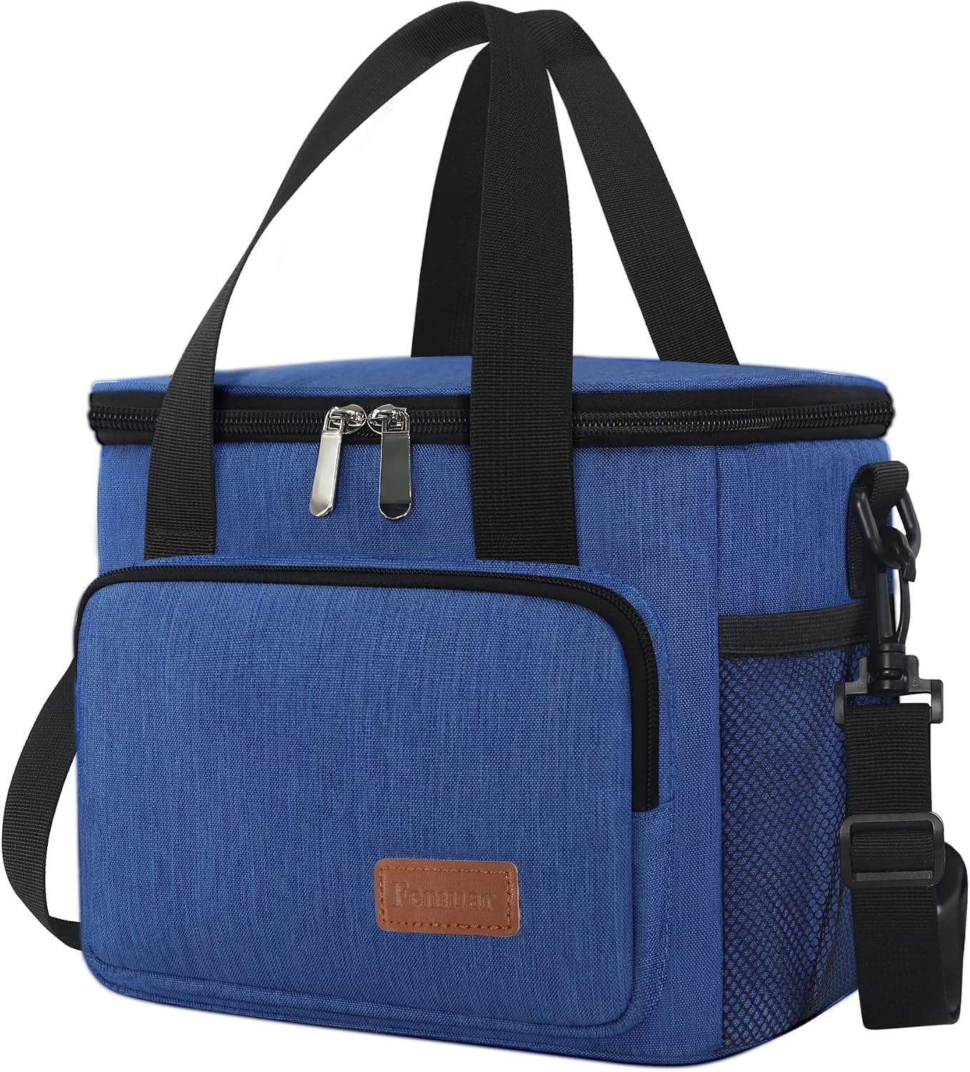 Bolsa almuerzo aislada con correa ajustable color azul