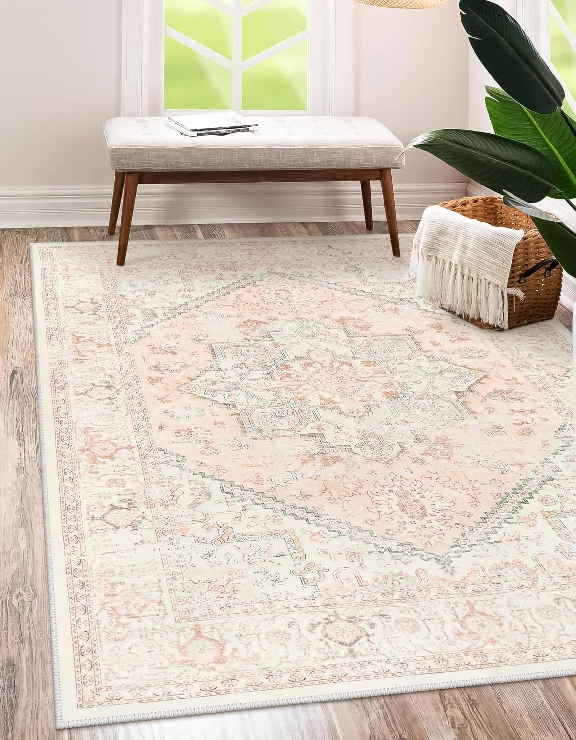 Alfombra rosa 5x7ft suave antiderrap dormitorio niña