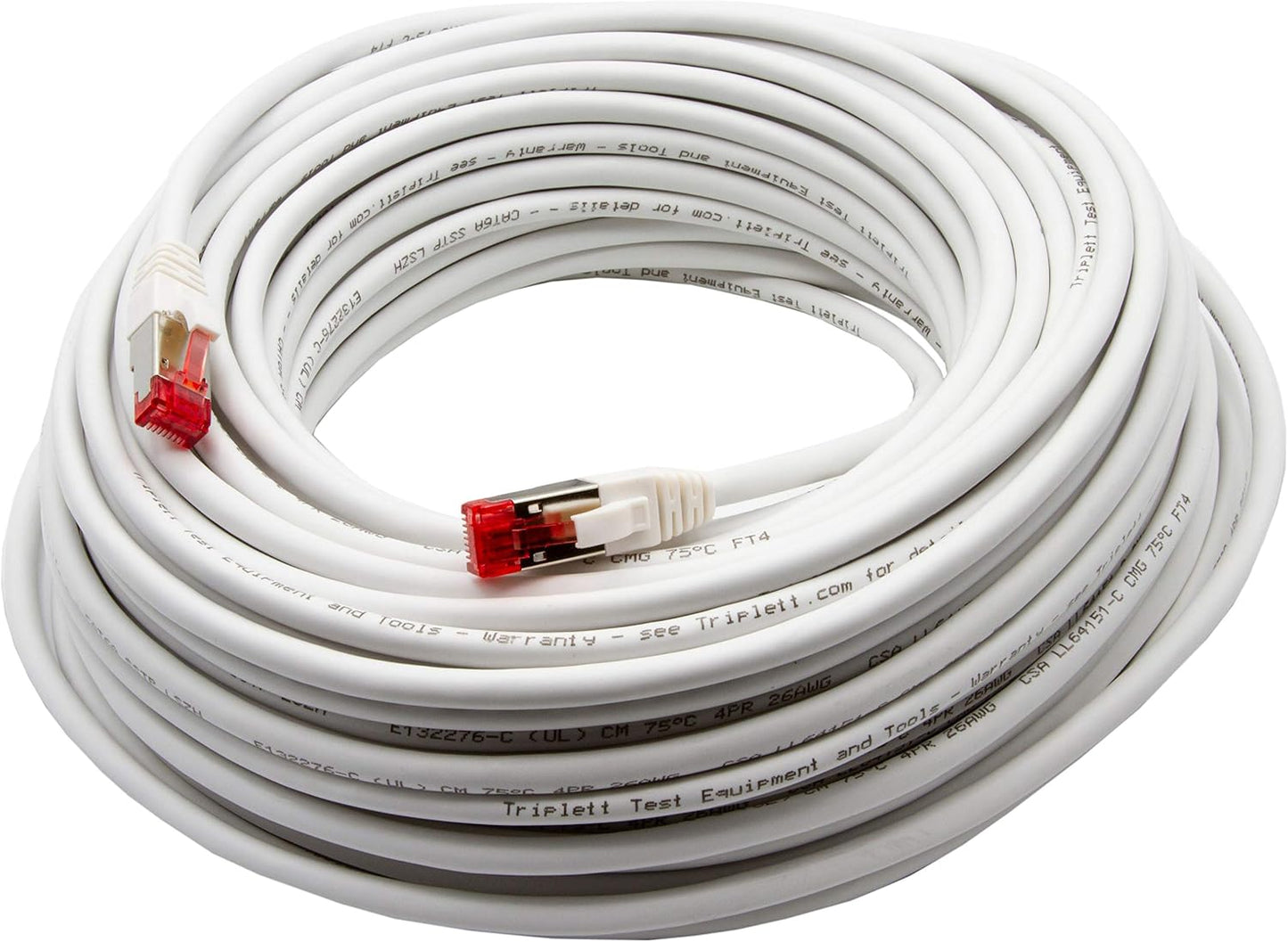 Cable Cat6A 10Gbps 26AWG 75ft color blanco