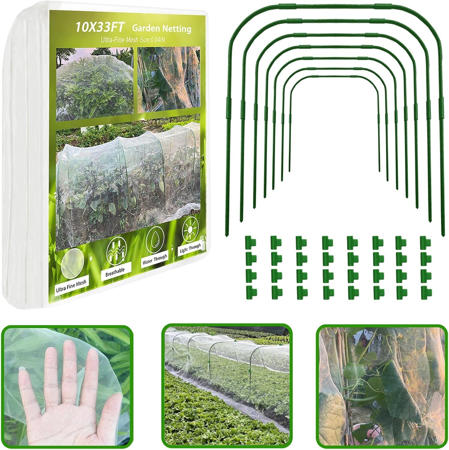 Kit 8 Redes Jardín 10x33pulg Malla Ultrafina para Cultivos