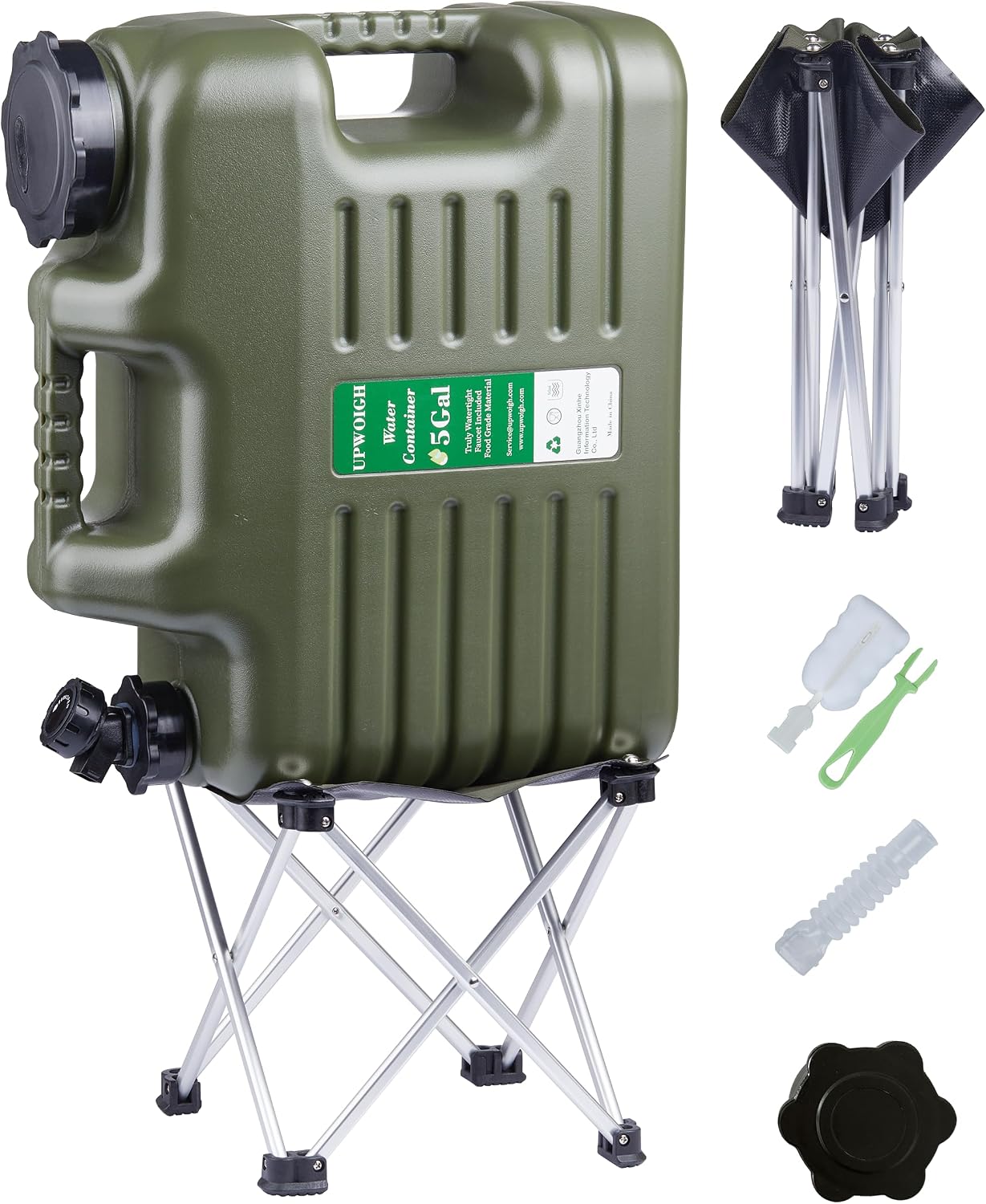 Jarra agua 5gal grifo plegable sin BPA verde