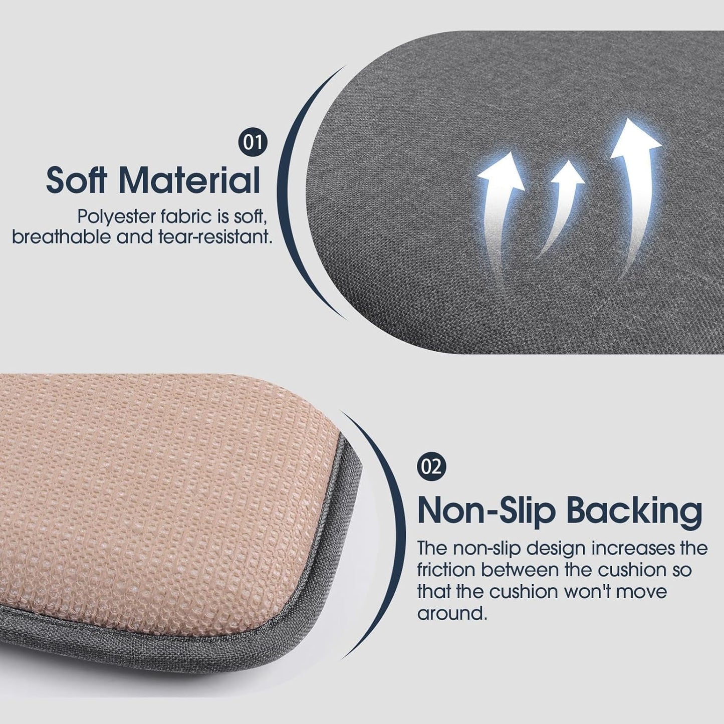 4 Pzas Cojines Silla Espuma Viscoelástica Antiderrap Gris