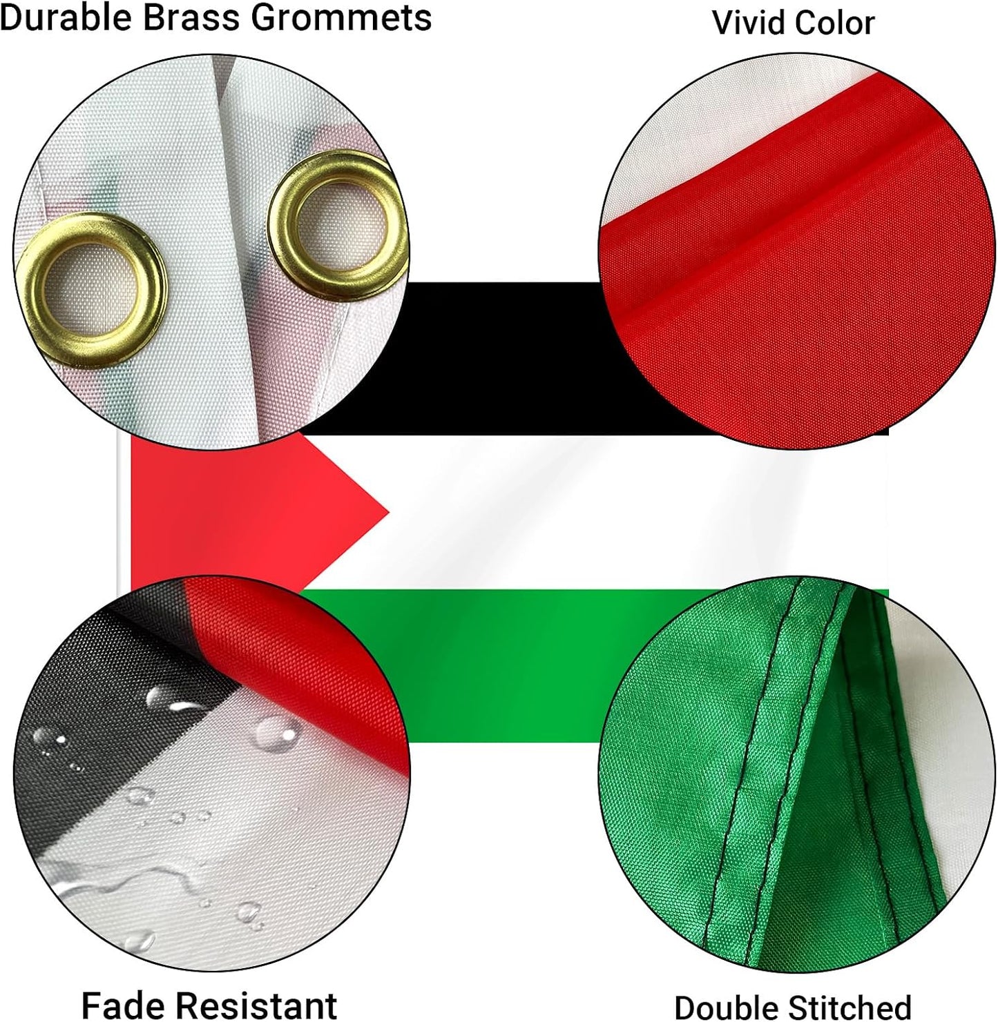 Bandera Palestina 3x5ft para fiestas y eventos
