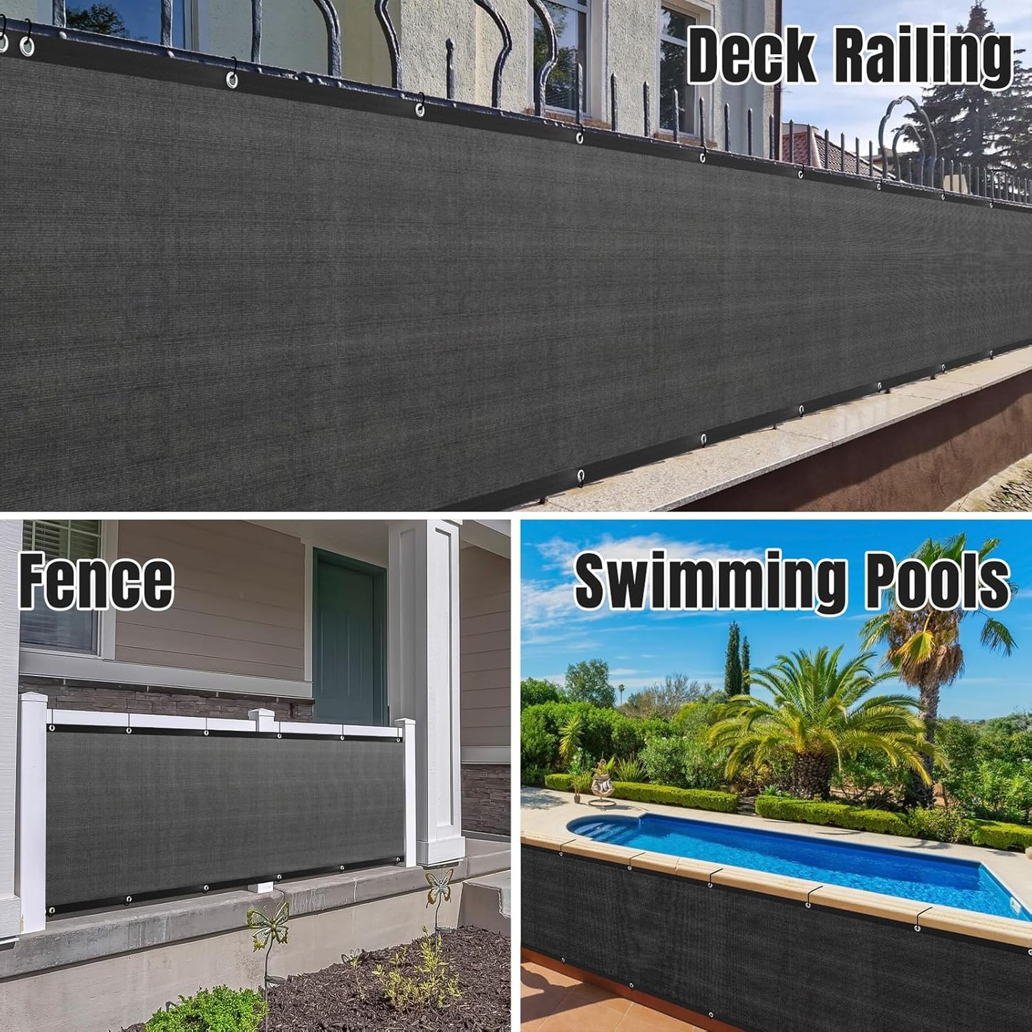 Pantalla privacidad 3x50pulg malla servicio pesado patio