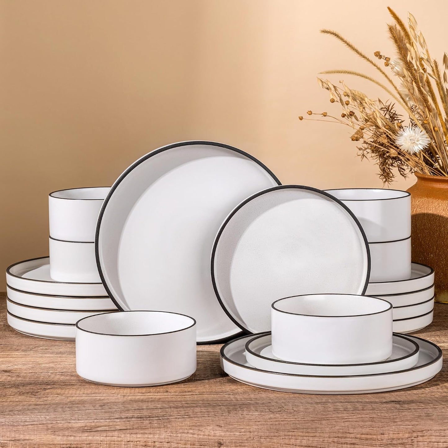 Set 6 platos cerámica gres borde alto resistente