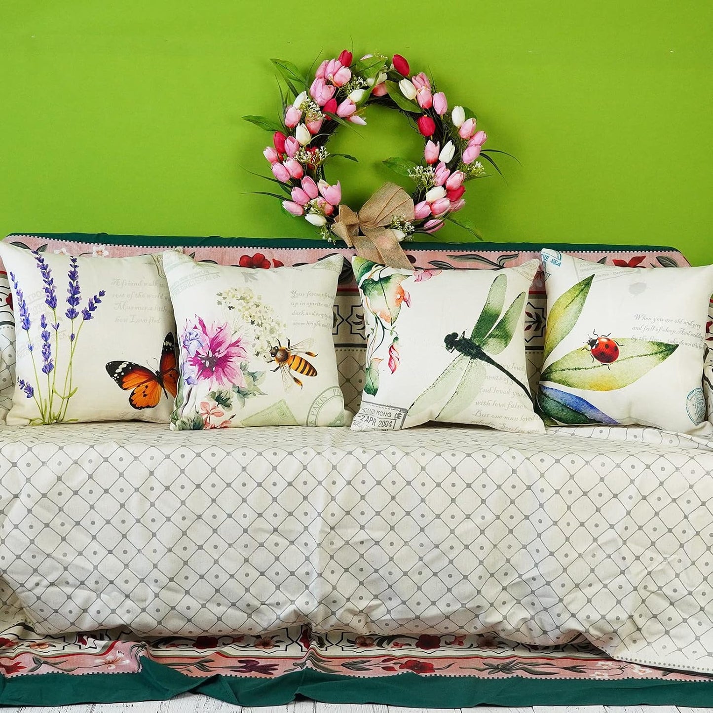 4 Pzas Fundas Almohada Decorativas 16x16" Jardín Patio