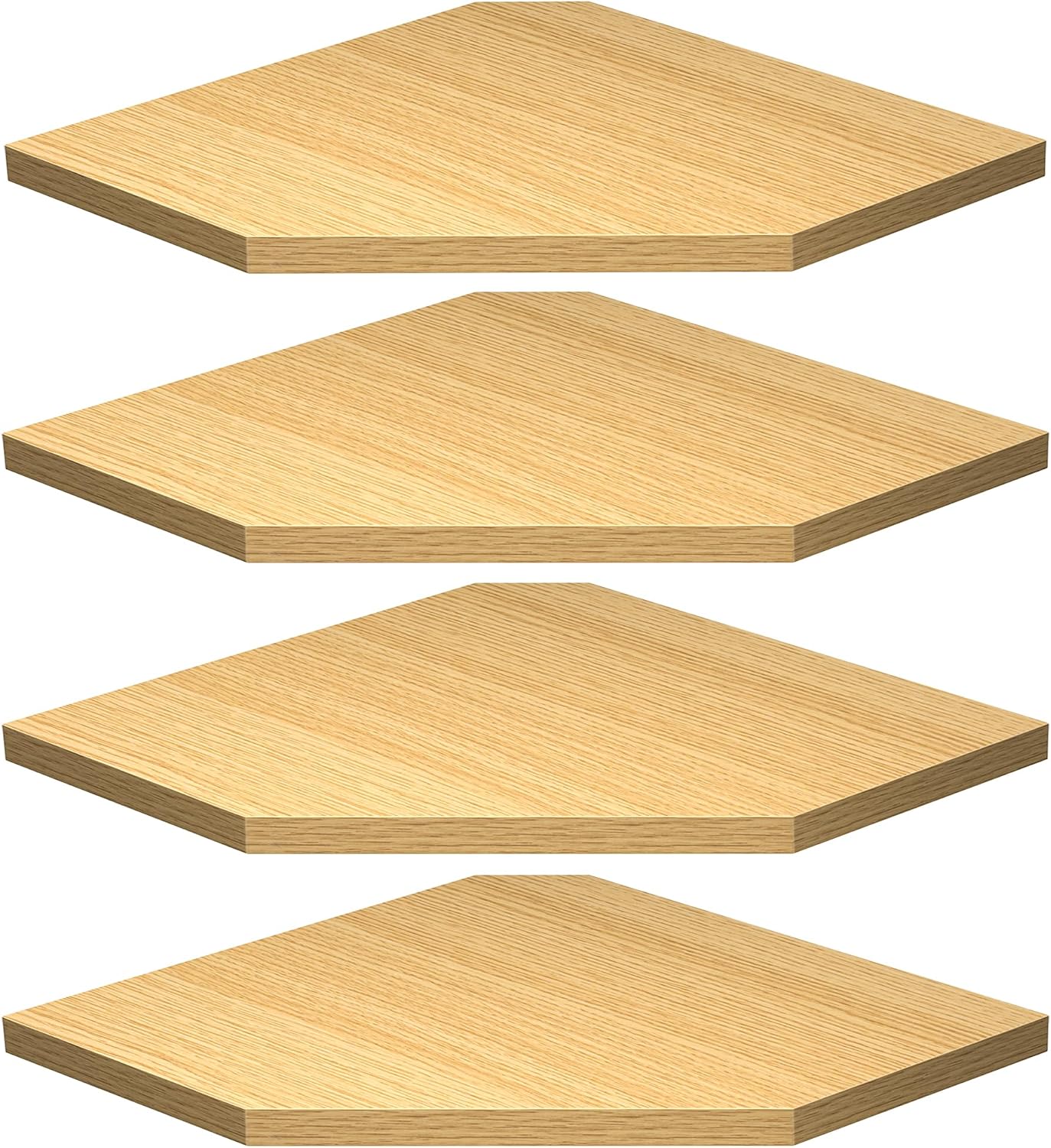 Estante esquinero flotante de madera rústica roble set 4