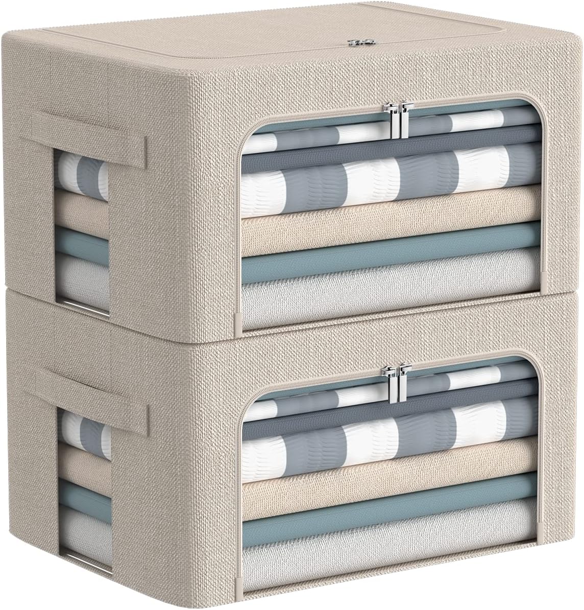 Caja almacenamiento ropa tela lino plegable con ventana