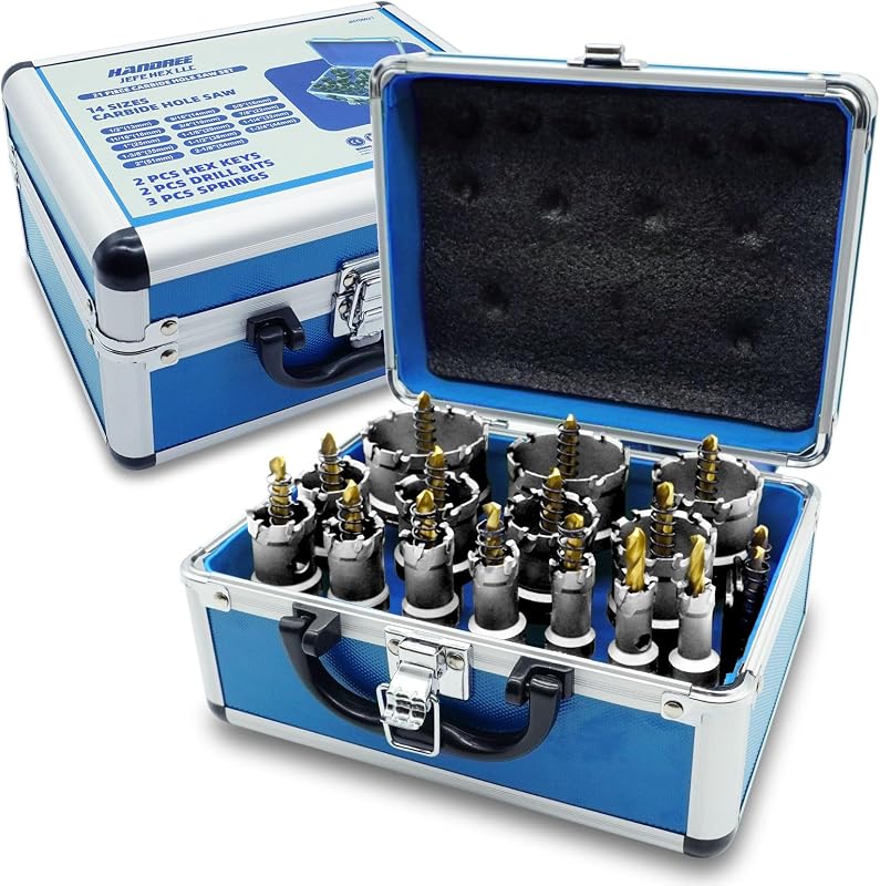 Juego 21 Pzas Sierra Carburo Estuche Broca Piloto Acero Inox