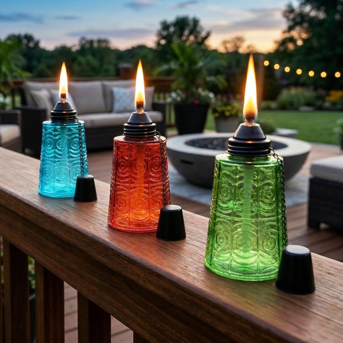 Set 3 velas citronela cristal patio exterior