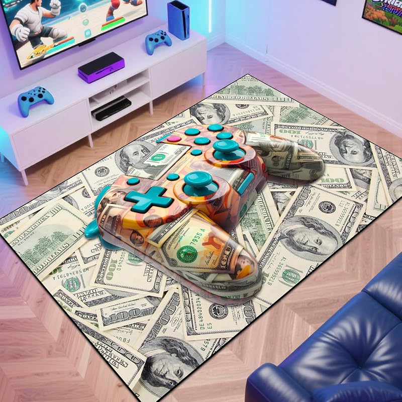 Alfombra set niños con gamepad y dinero papel