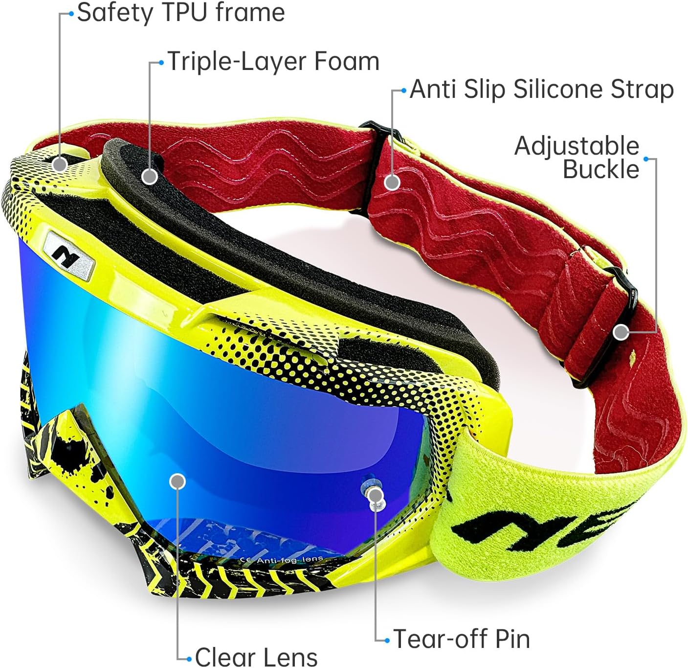 Gafas motocross antiniebla para adultos 4 ruedas MX