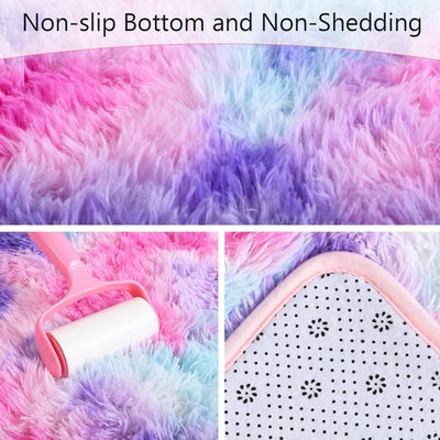 Alfombra arcoíris suave para niñas 4x6ft dormitorio