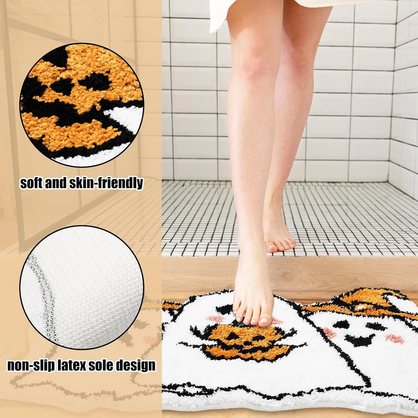 Alfombra baño Halloween antideslizante decoración hogar
