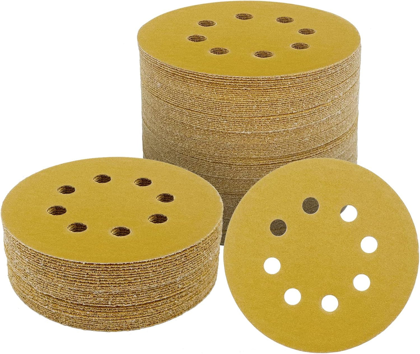100 Discos Lija 5pulg 220 Grano 8 Agujeros Carpintería