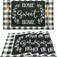 Manteles individuales buffalo plaid 4 pzas negro y blanco lavables