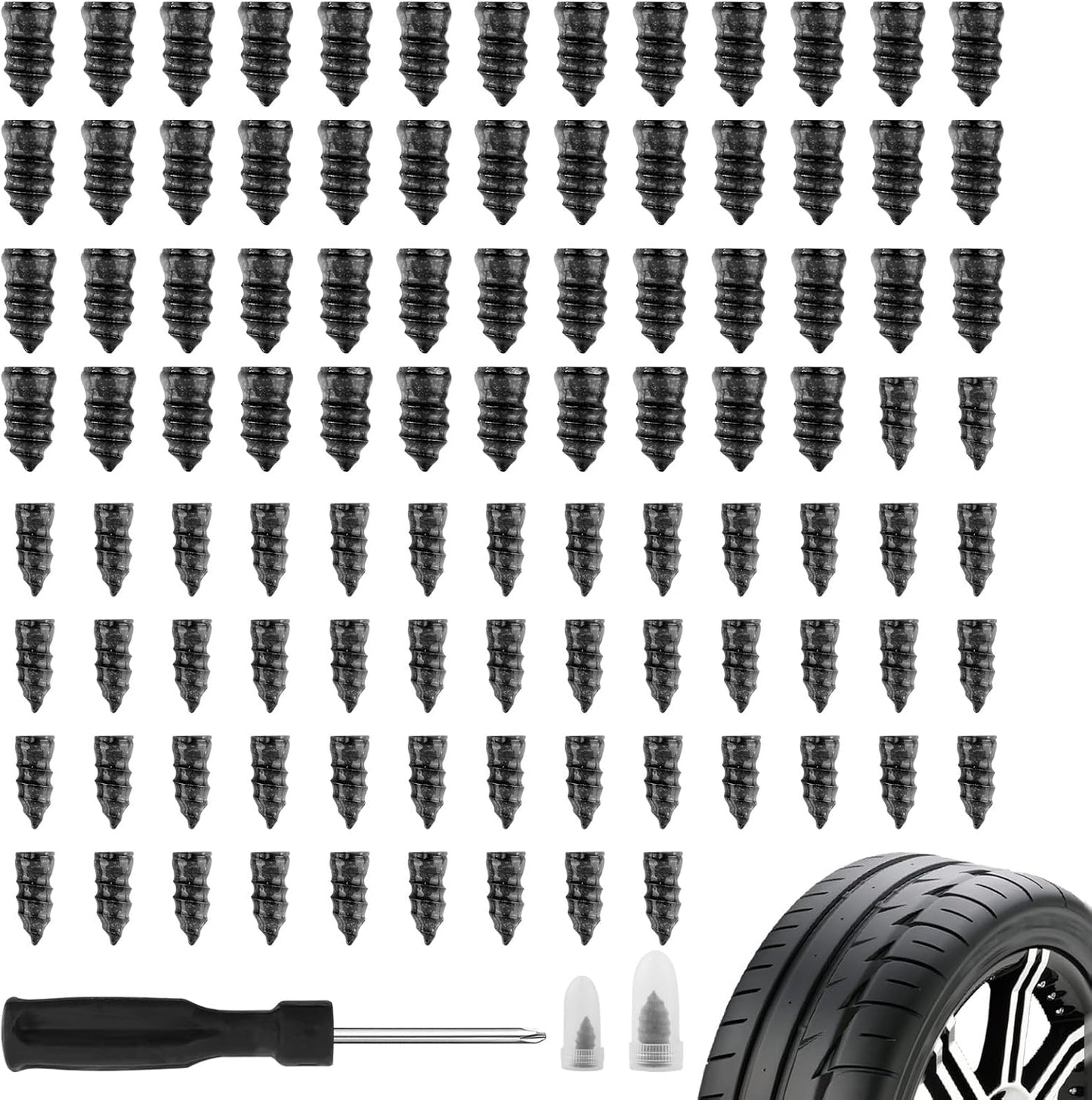Kit 100 tapones neumáticos coche con destornillador