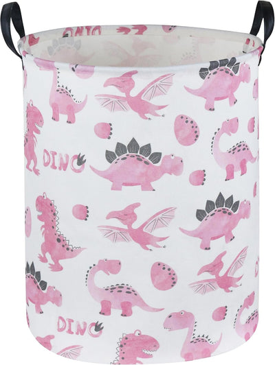 Cesta dinosaurio rosa para niños y niñas organizador juguetes