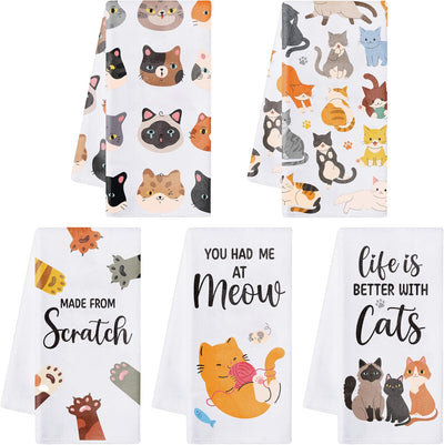 5 Paños cocina reutilizables absorbentes regalo mamá gatos