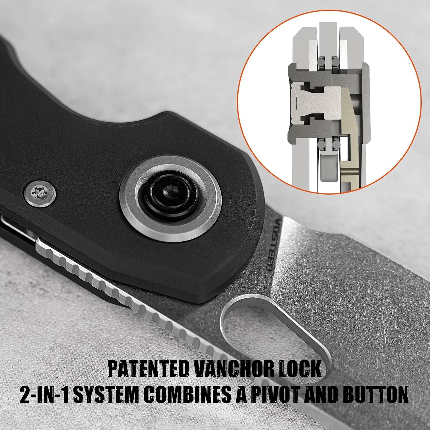 Cuchillo EDC 8.08cm hoja 154CM Vanchor Lock aluminio negro