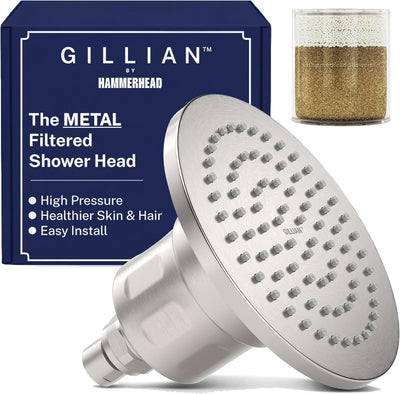 Cabezal ducha alta presión filtro KDF-55 metal 6pulg
