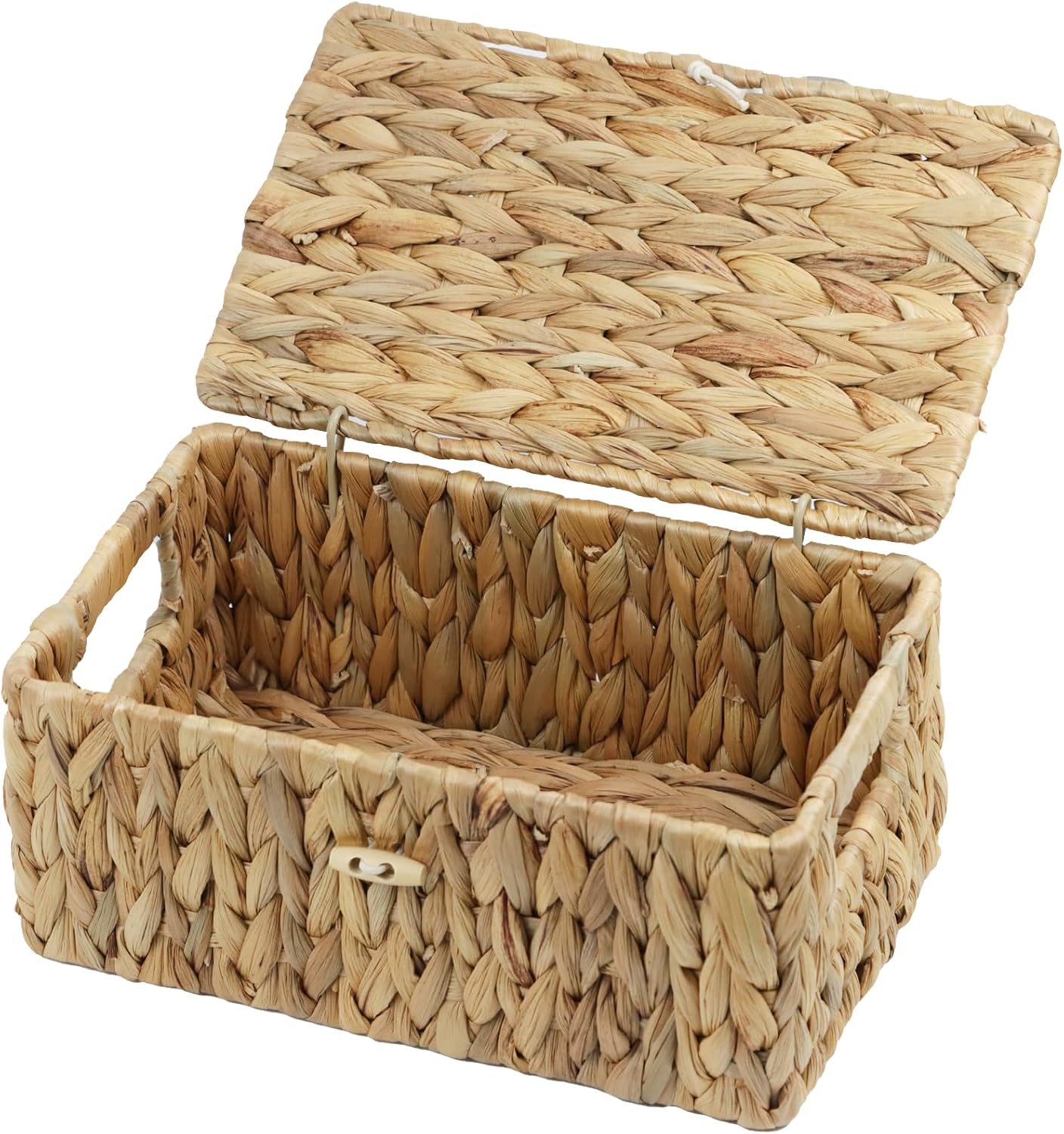 Cesta mimbre con tapa tejida rectangular 10.2x6.3"